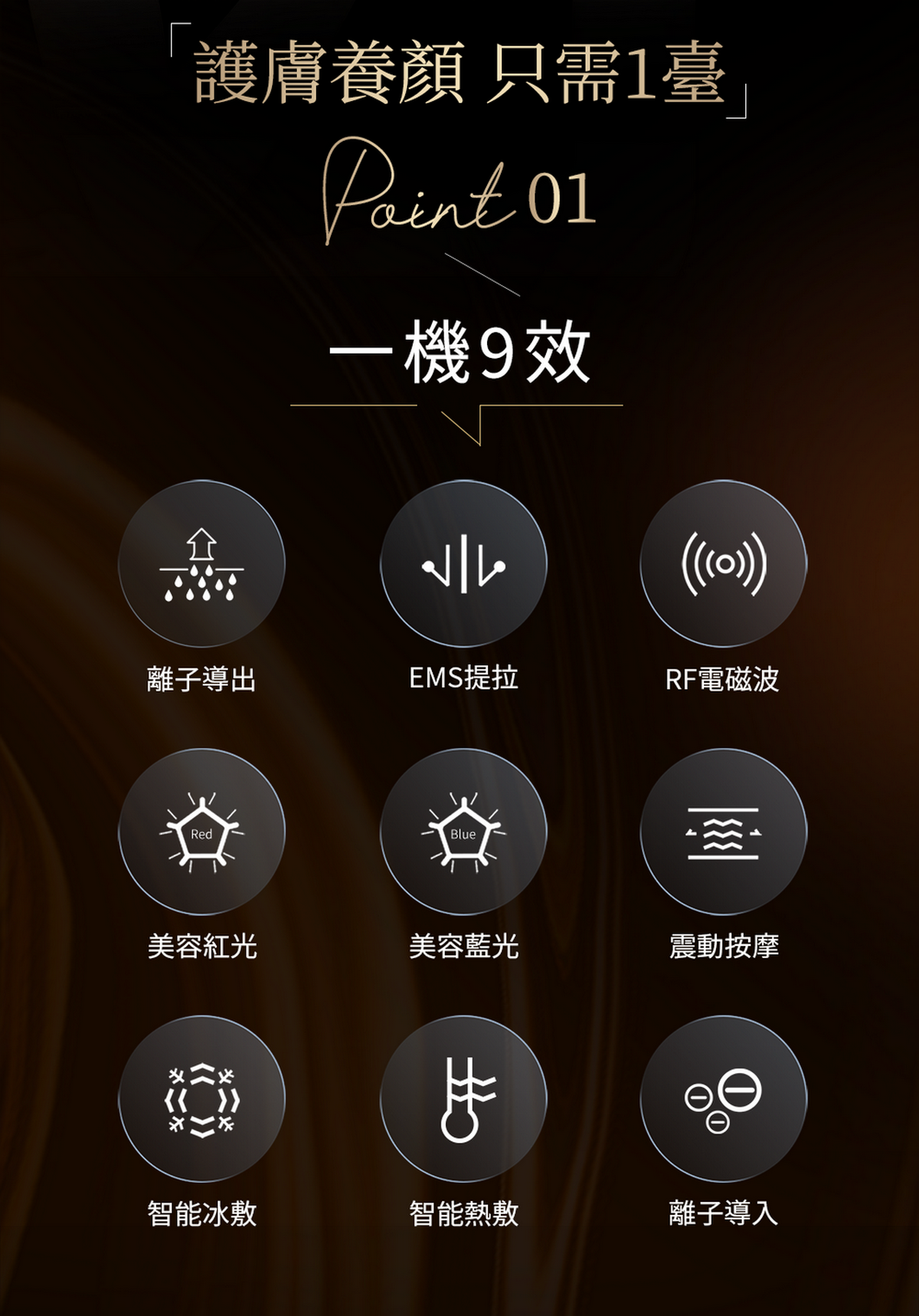 ANLAN - 18K 晶鑽射頻美容儀Pro(黑金色)|射頻儀|EMS微電流|面部按摩器|多功能美容儀|導出儀|LED光療機|射頻機|導入儀|家用美容儀 ADRY31-01A