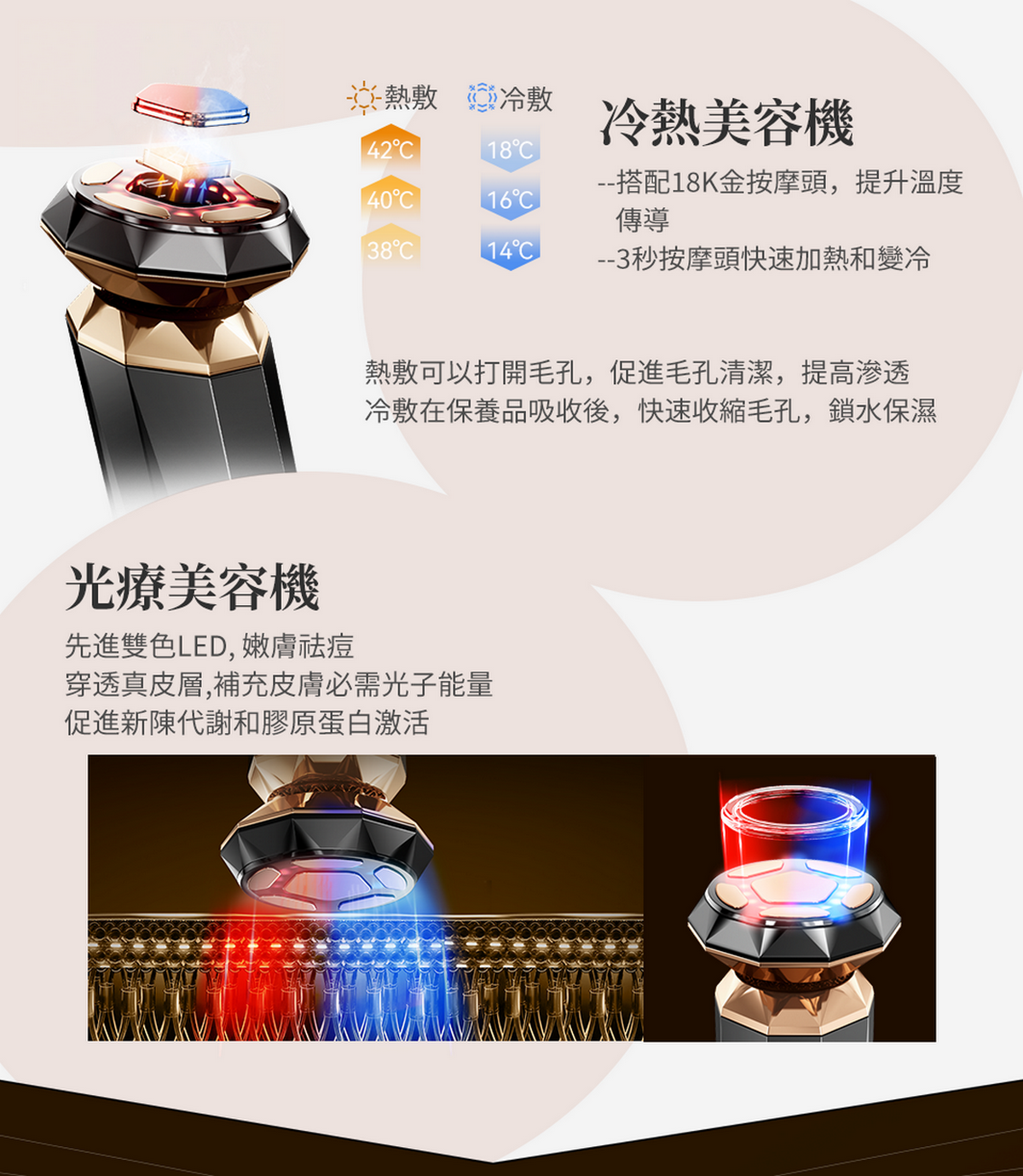 ANLAN - 18K 晶鑽射頻美容儀Pro(黑金色)|射頻儀|EMS微電流|面部按摩器|多功能美容儀|導出儀|LED光療機|射頻機|導入儀|家用美容儀 ADRY31-01A