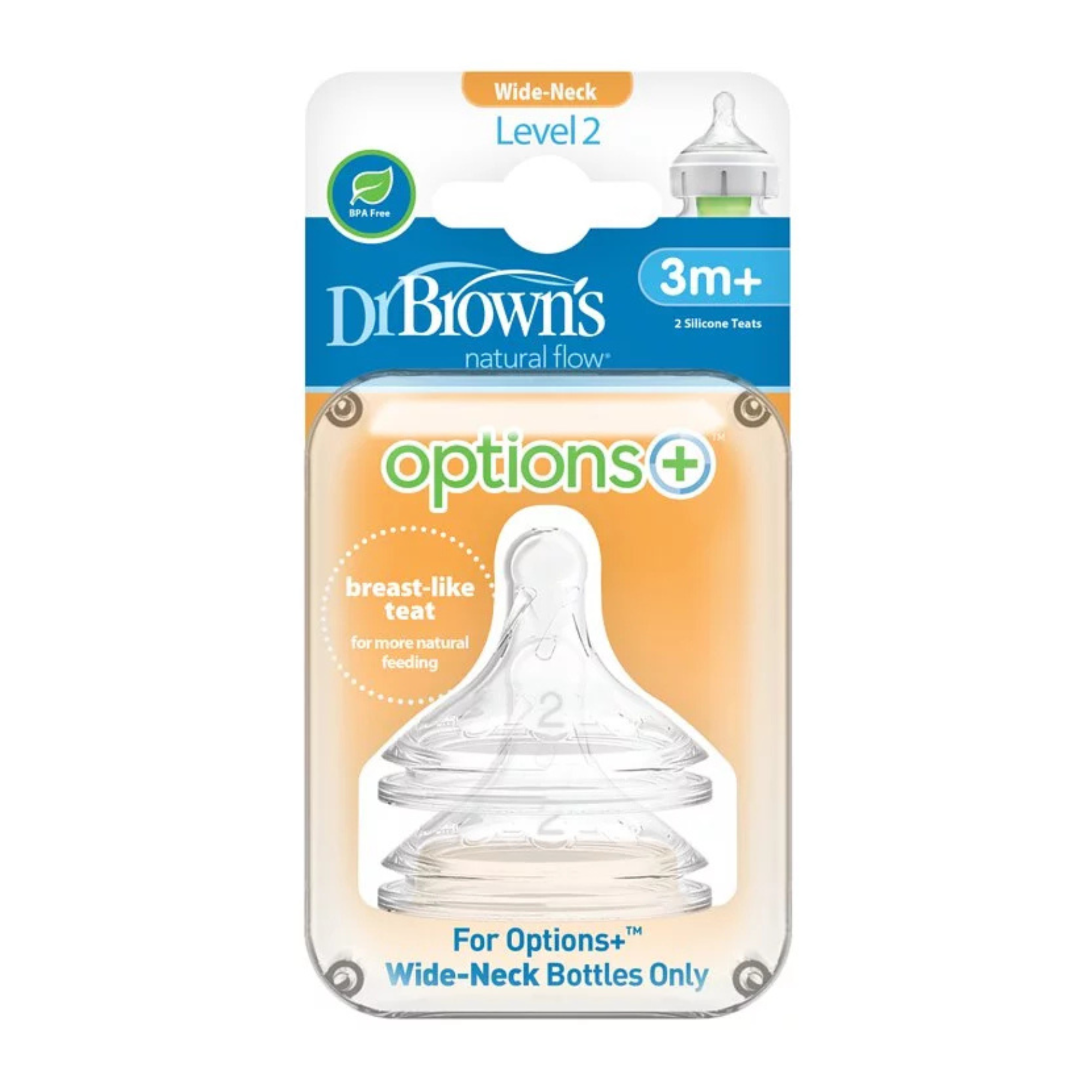 Dr. Brown's - 仿母乳矽膠奶咀兩個裝(第二階段/ 3M+)仿母乳奶咀 Dr. Brown