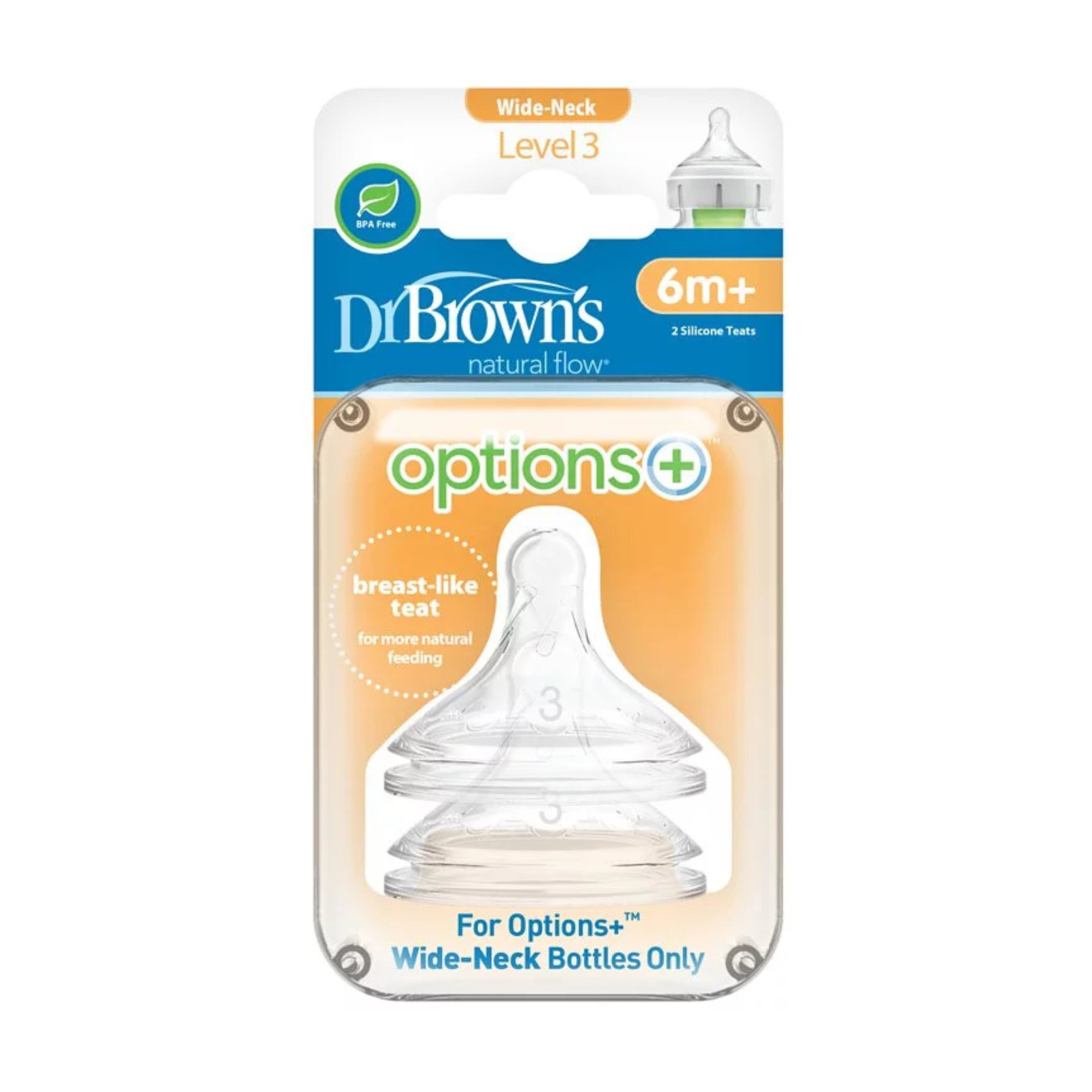 Dr. Brown's - 仿母乳矽膠奶咀兩個裝(第三階段/ 6M+)仿母乳奶咀 Dr. Brown