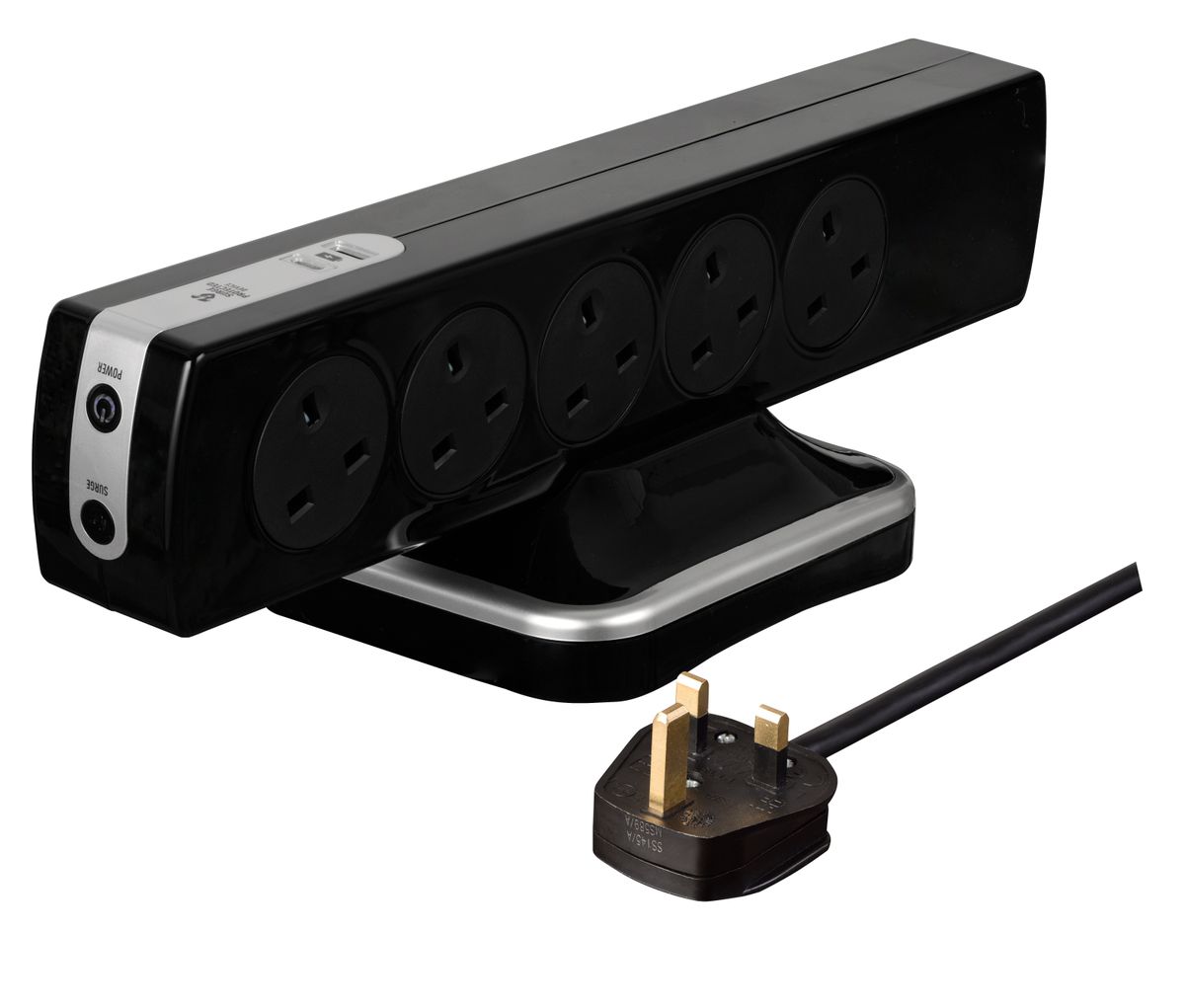 Masterplug - SRGTOWSU103PB 3米防雷拖板塔(10位13A 兩位2.1A USB/ 黑色) Masterplug