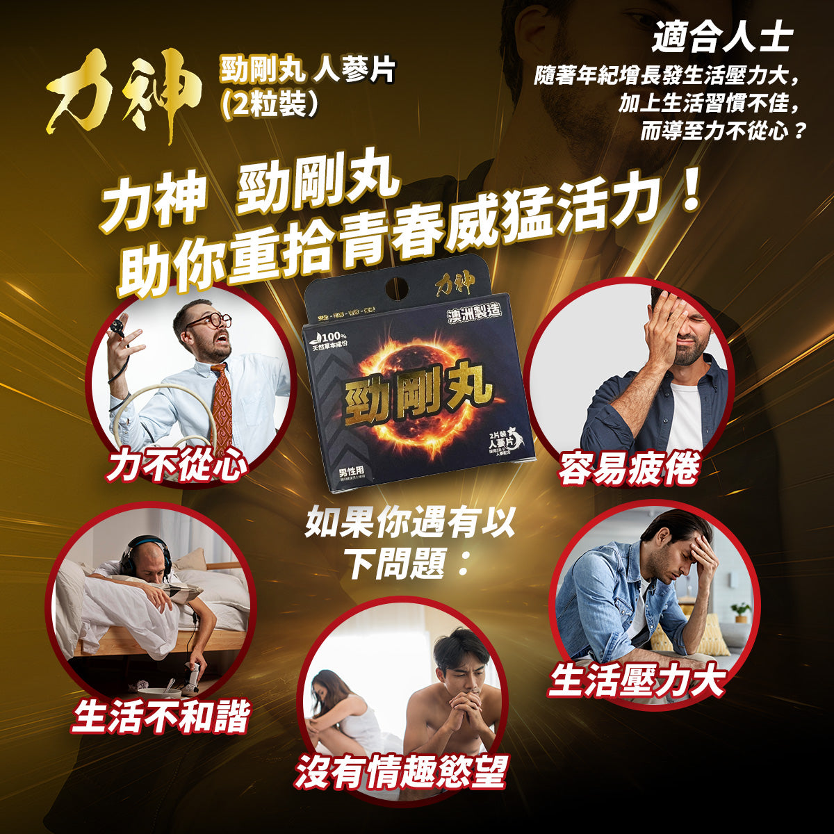 力神 - 力神 (1盒裝) 勁剛丸 SR-9人參配方 男人必備 情趣慾望 提高能量 男性健康調理 健康補品 偉哥 動力丸 威而鋼相近功效 情人節 ACC-HMS