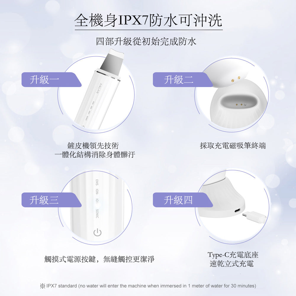 ANLAN - (白色) 六合一 紅藍光超聲鏟皮機 ACPJ31-02A ANLAN