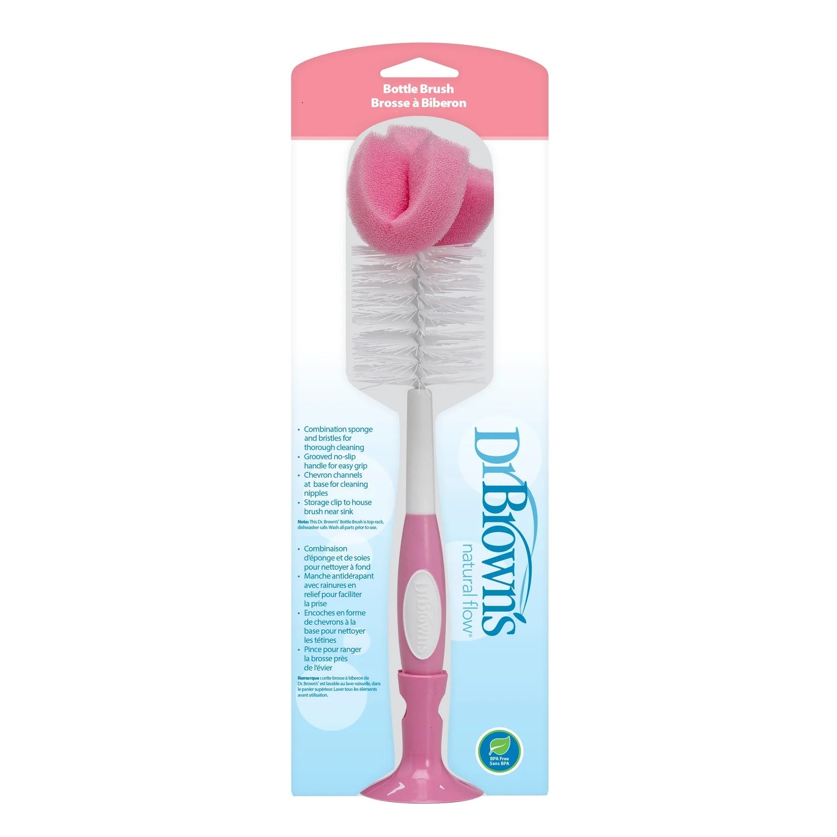 Dr. Brown's - 兩用奶樽清潔刷 - 粉紅色 DR-AC026 Dr. Brown