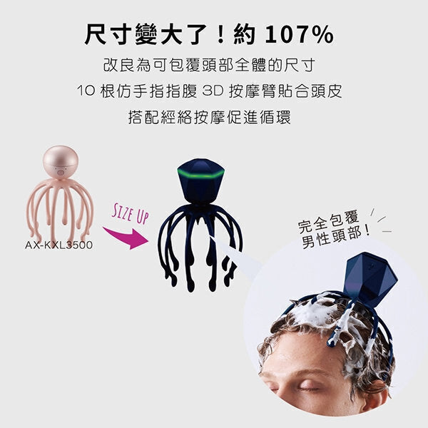Lourdes - 【香港行貨】第二代章魚音波紓壓頭皮按摩器 AX-KXL3510 (粉紅色) Lourdes