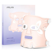 ANLAN 3D柔性加熱LED面罩 AGZMZ31 商品主圖。展示採用柔軟環保、IPX7 全身防水材質的粉色面罩外觀，內置 59 顆醫美級認證光波燈珠，主打紅光、藍光、綠光、黃光、紫光等 5 大光譜煥亮美肌與 3 檔熱敷打開毛孔促進面膜吸收功能。