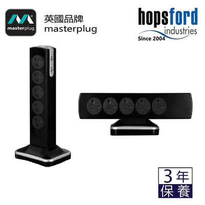 Masterplug - SRGTOWSU103PB 3米防雷拖板塔（10位13A 兩位2.1A USB/ 黑色）