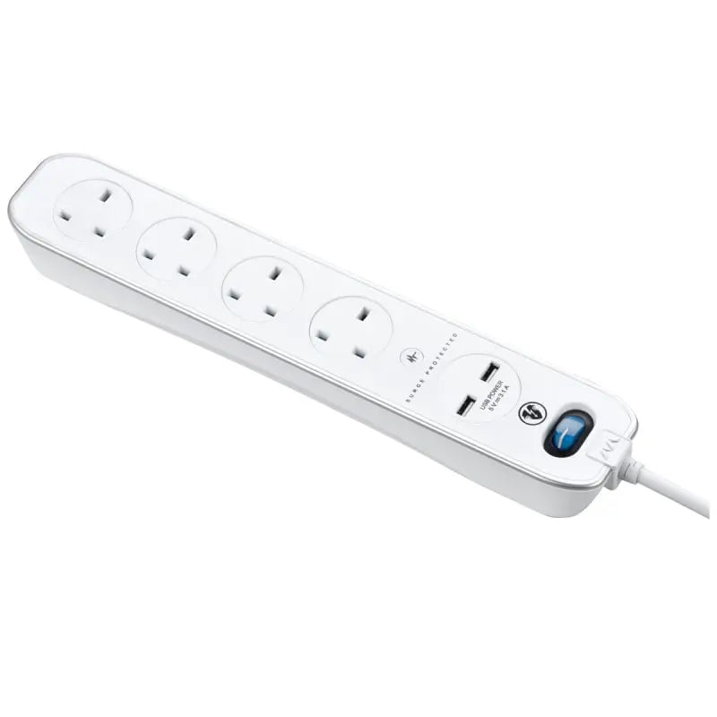Masterplug - 防雷 13A  3米拖板(4位×13A，2位×USB 3.1A) / 電源開關 / 白色 SRGLSU43PW