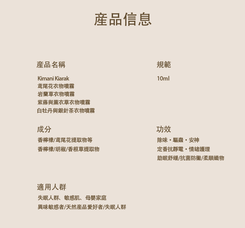 kimani kiarak - 衣物噴霧 30ml (紫藤&薰衣草/鳶尾花)
