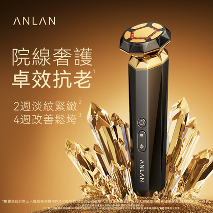 ANLAN - 18K 晶鑽射頻美容儀Pro（黑金色)｜射頻儀｜EMS微電流｜面部按摩器｜多功能美容儀｜導出儀｜LED光療機｜射頻機｜導入儀｜家用美容儀 ADRY31-01A