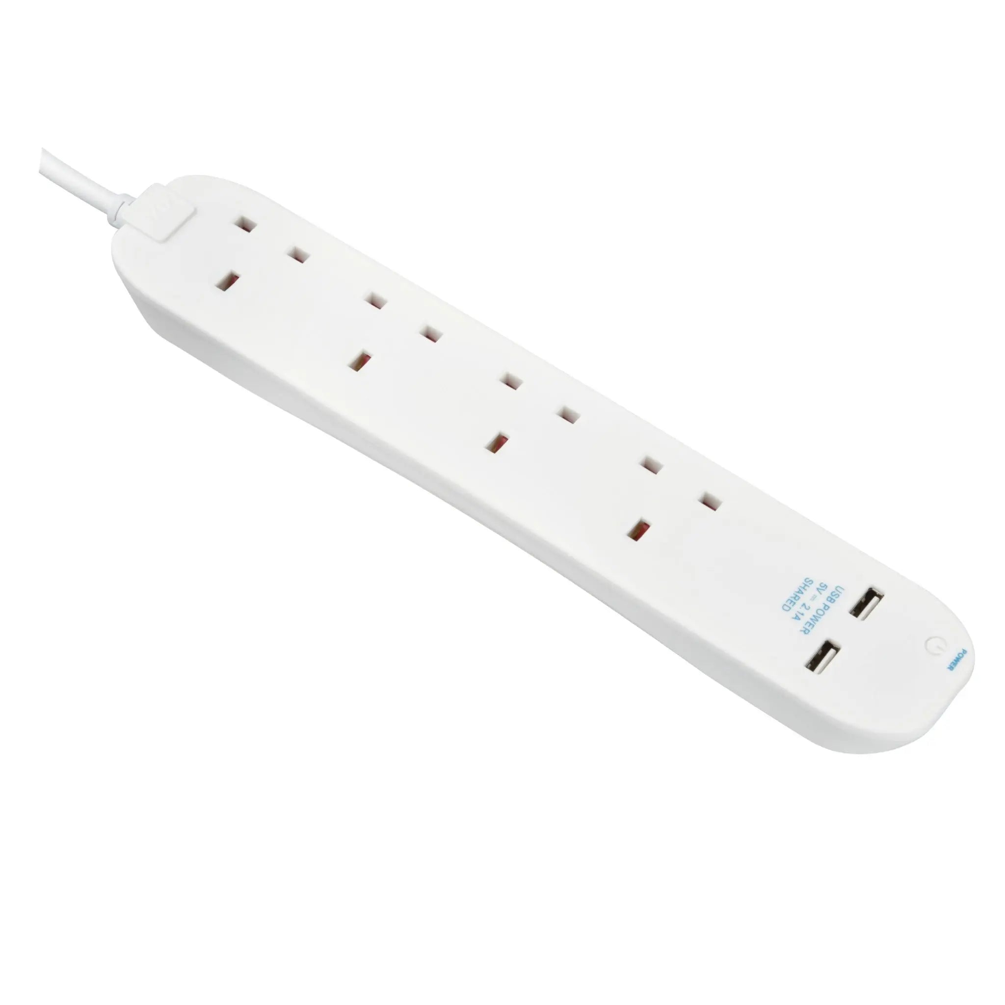 MasterPlug - USB 4位x13A 2米延長線拖板 連USB x2 -BFNU2N