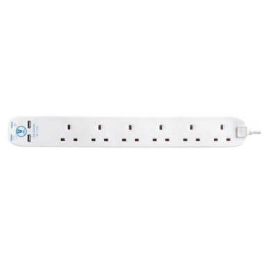 Masterplug - SRGU62N  2位USB 2.1A 及 6位X13A2米防雷拖板