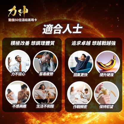 力神-【1樽裝 50:1】 勁強黑瑪卡濃縮50:1配方 瑪卡持久爆發男士機能激發慾望| 溫和版偉哥 |黑瑪卡 |秘魯人蔘|性價比最高推薦