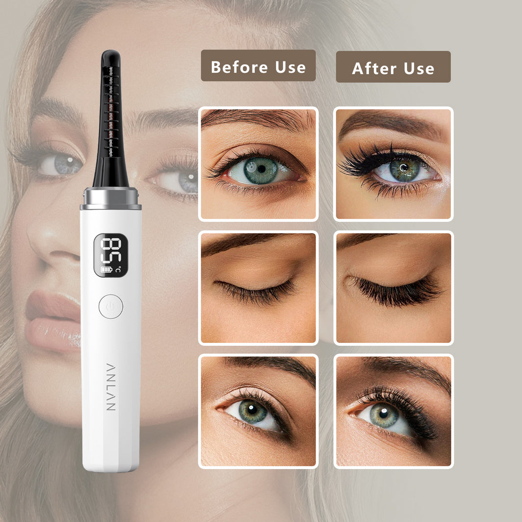 ANLAN - 日本菱鑽睫毛卷翹器｜雙頭睫毛卷翹器｜電睫毛棒｜燙眼睫毛棒｜睫毛捲曲器｜電睫毛機｜發熱眼睫毛棒｜充電式電睫毛棒｜手提卷睫毛｜捲眼睫毛器（白色）AJMJ31-02A ANLAN