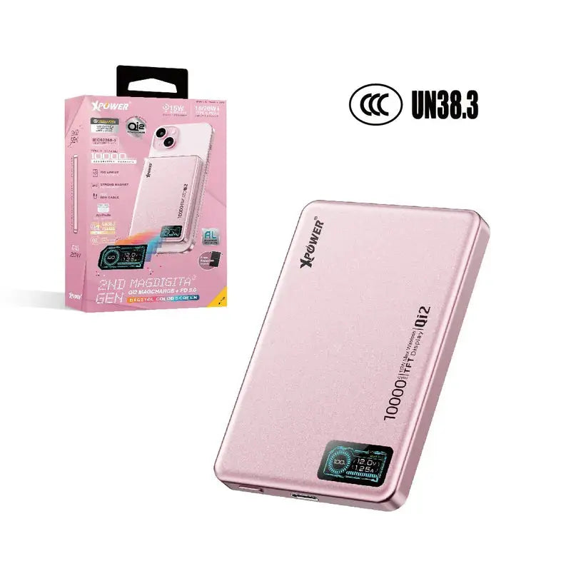 XPower - MagDigita5² 第2代彩屏顯示磨沙玻璃外殼 5000mAh PD3.0+QI2 磁吸移動電源(3C認證版) XPOWER