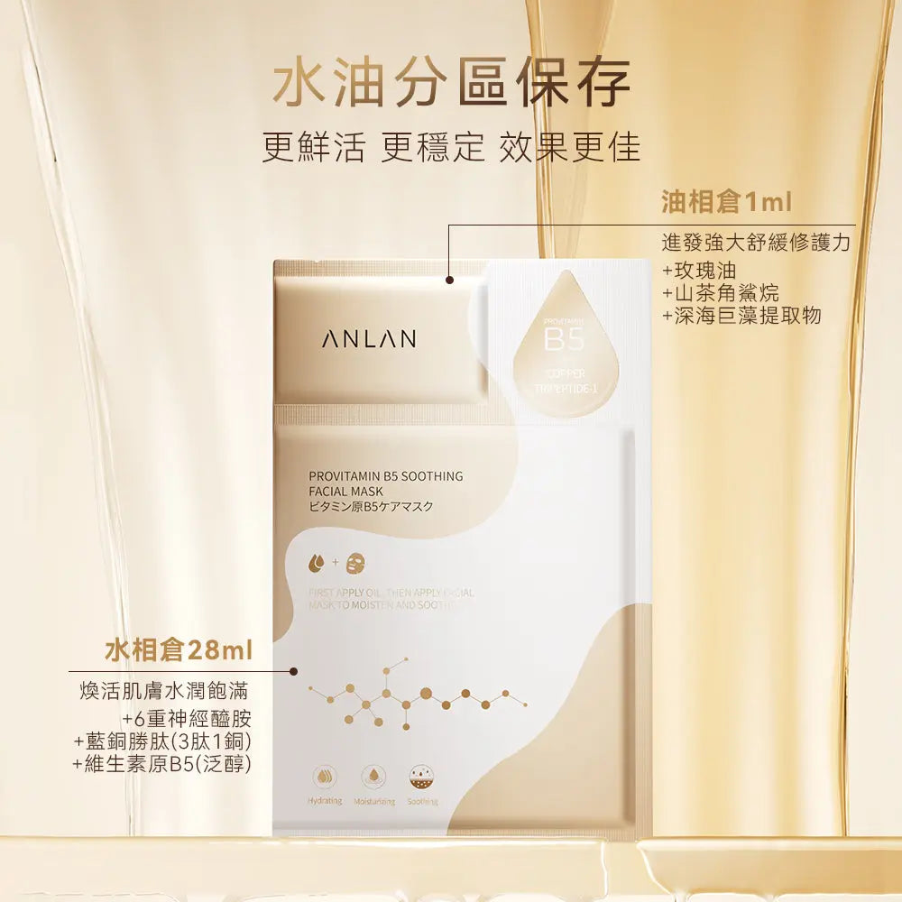 ANLAN - 藍銅勝肽維生素原B5精華面膜（5P/盒） - ASHM31-001