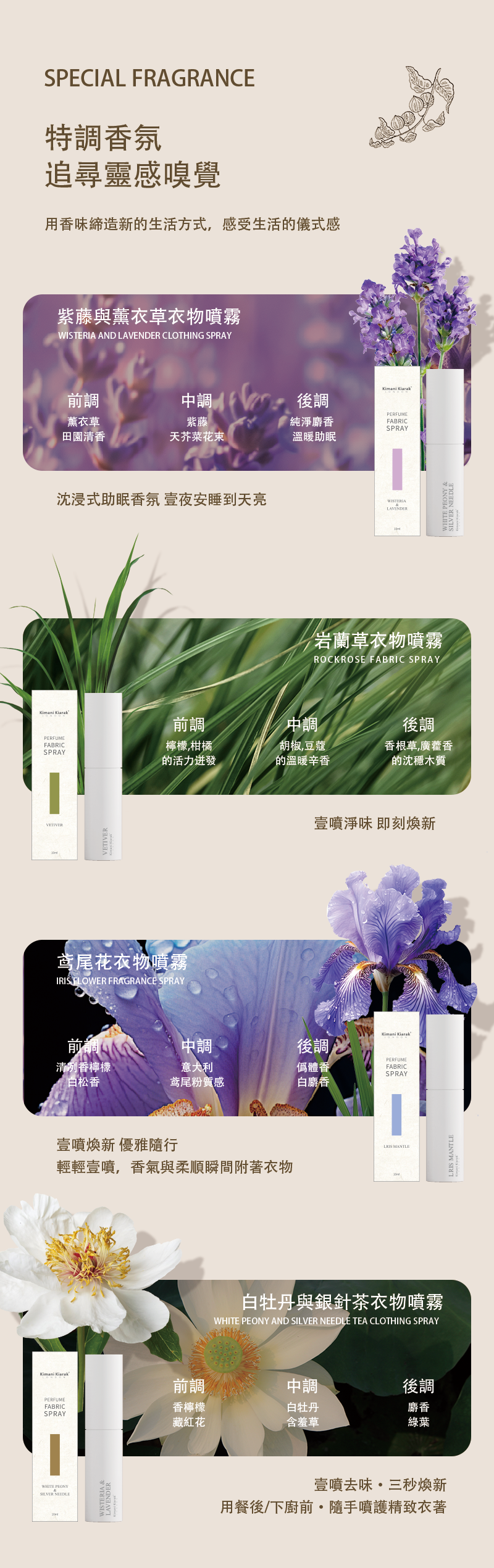 kimani kiarak - 衣物噴霧 30ml (紫藤&薰衣草/鳶尾花)