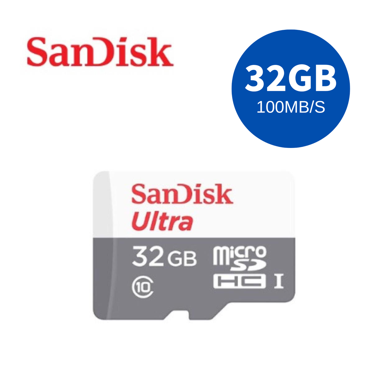 SanDisk - Ultra MicroSD 32GB 100MB/S 記憶卡 (SDSQUNR-032G-GN3MN)