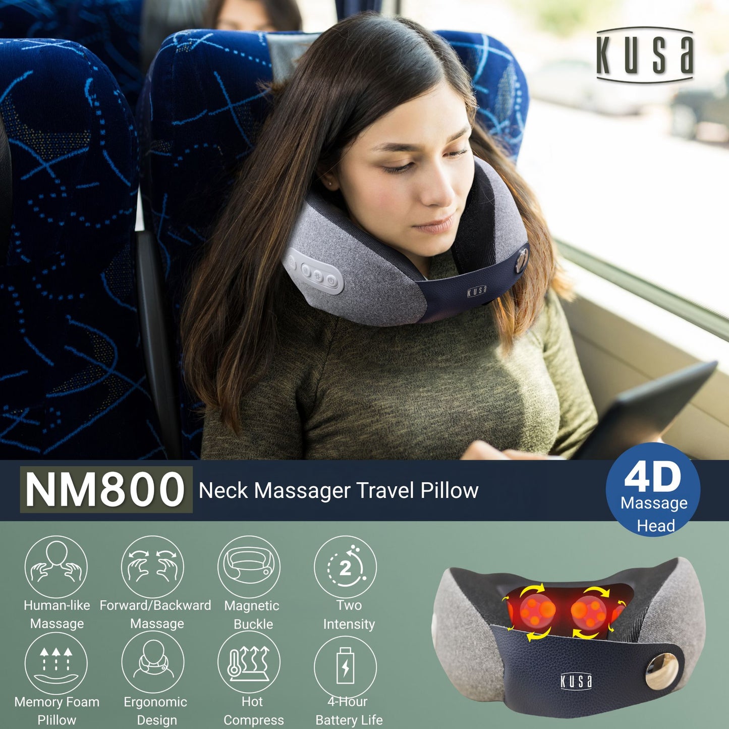 KUSA - Neck Massage Travel Pillow NM800｜Neck Massager｜Neck Pillow｜Travelling Pillow