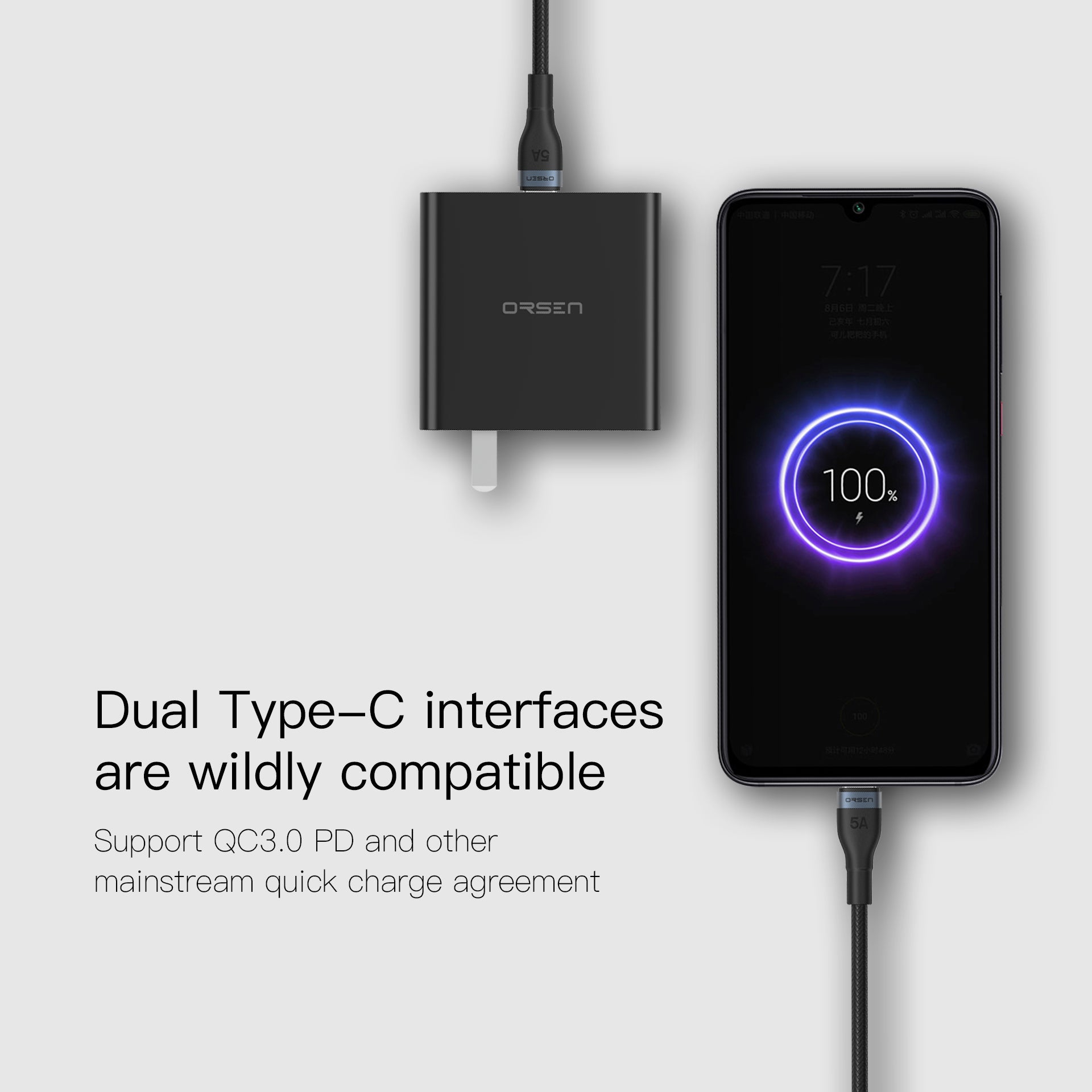 Orsen - S6 快充100W 5A線 (Type-C to C) Orsen