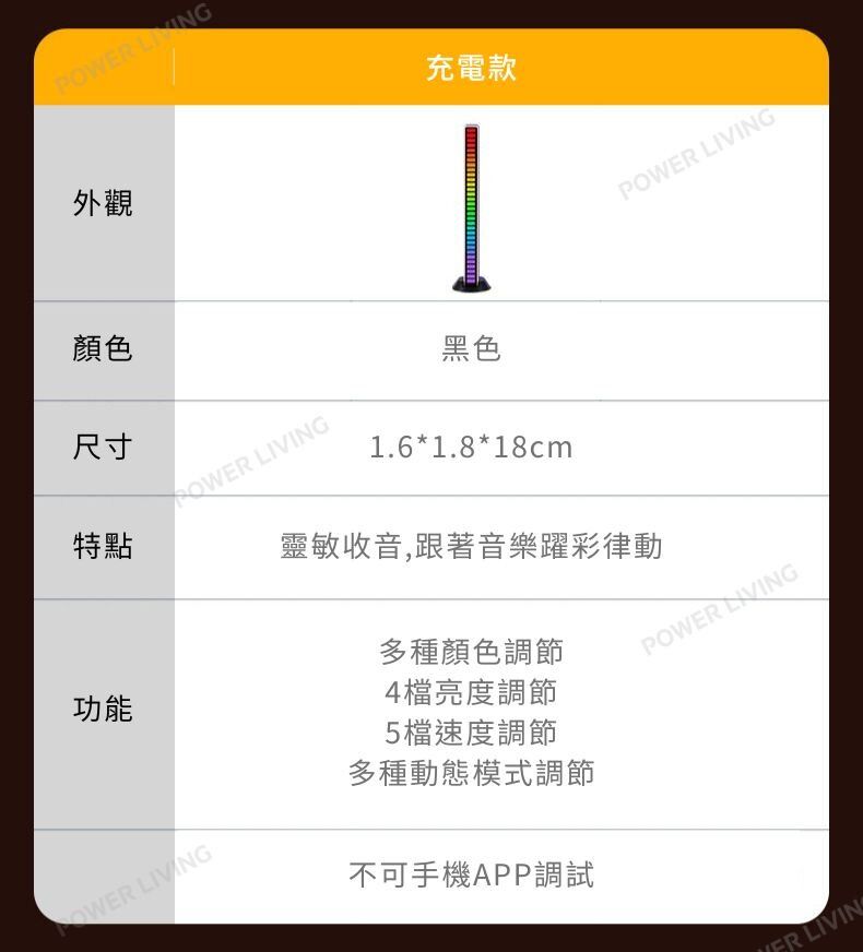 一品 - KP004 RGB拾音LED聲控氛圍燈（黑/白色 一對） Ippinmall