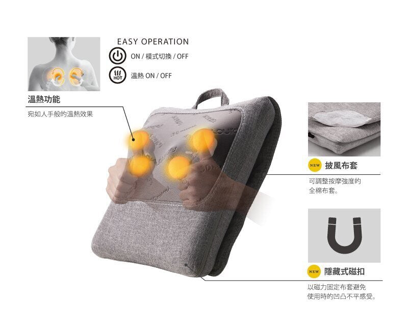 Lourdes - 【2色可選】3D按摩靠墊 AX-HCL310 Lourdes