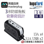 Masterplug - 英國品牌 SRGDSU43PB 防雷-背靠背