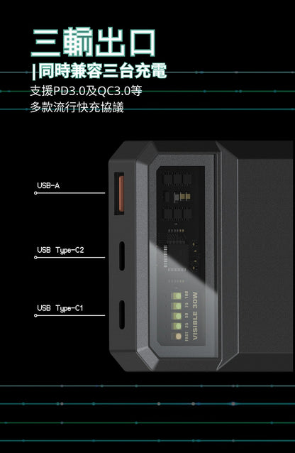 Orsen - E59 30W USB-C 20,000mAh Three-port Fast Power Bank Grey