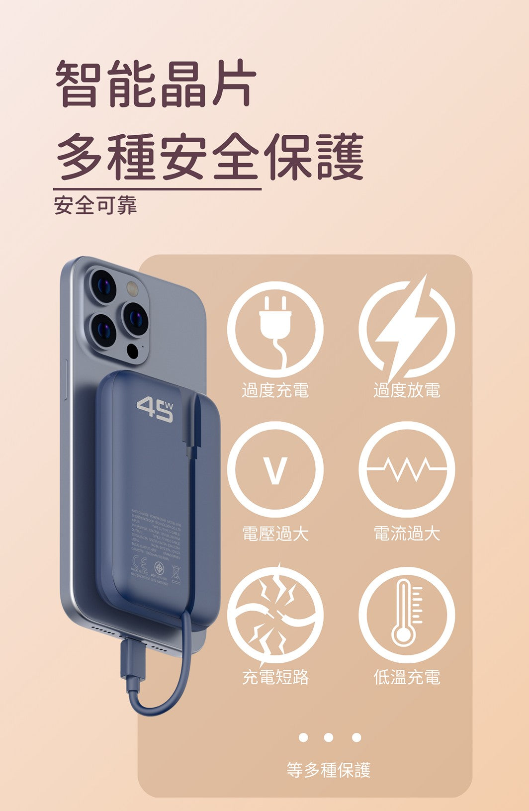 Orsen - E68 45W USB-C 10500mAh 三輸出口 快速充電寶 米白色 Orsen