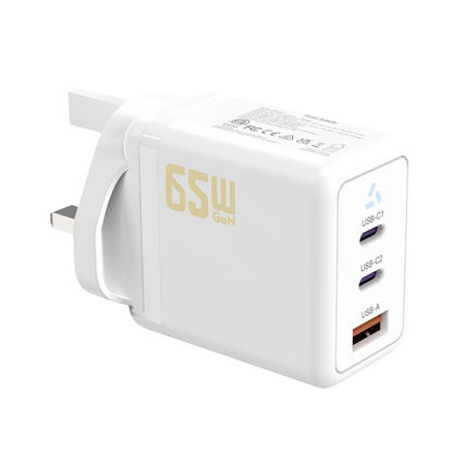 Kusa - QC6810 三輸出口 GaN 氮化鎵 65W PD & QC3.0 快速充電器