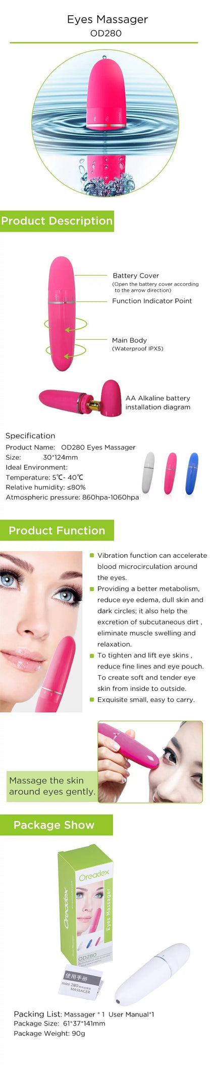 Oreadex - OD280 Eye Brightening Massager (Blue)
